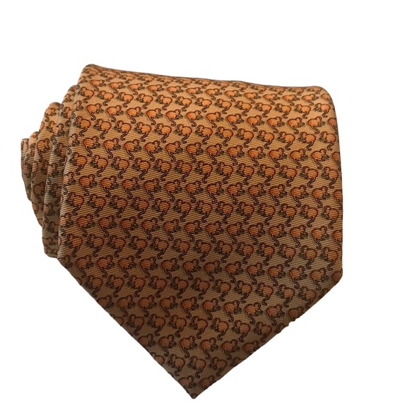 Daks London mouse print silk neck tie orange novelty - Picture 1 of 8